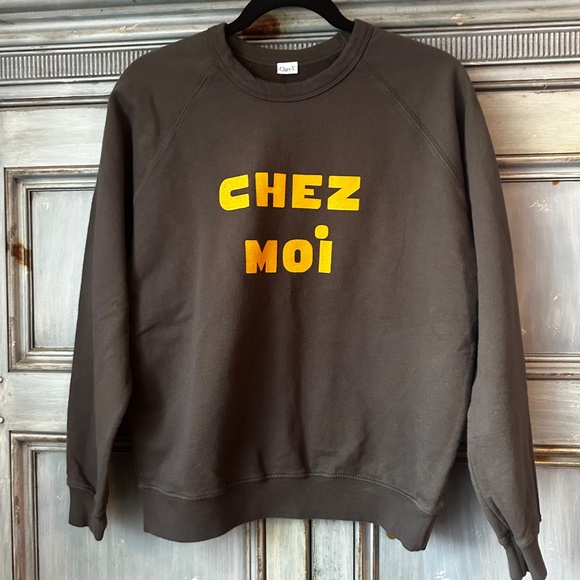 Clare V Chez Moi Chez Toi Charcoal Color Sweatshirt Size S - Picture 5 of 11